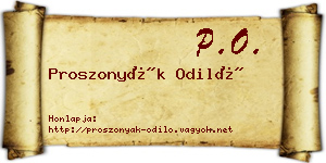 Proszonyák Odiló névjegykártya
